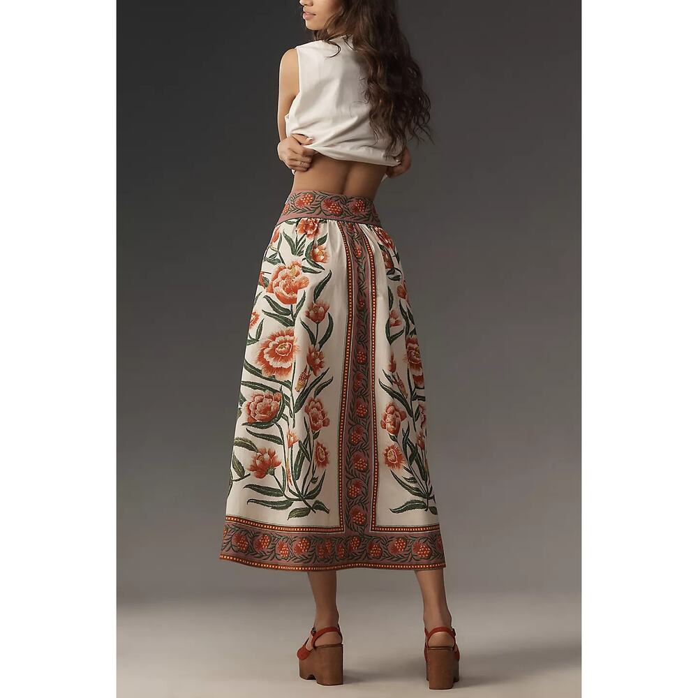 FARM RIO Ainika Delicate Floral Midi Skirt Size L NWT - Picture 3 of 5